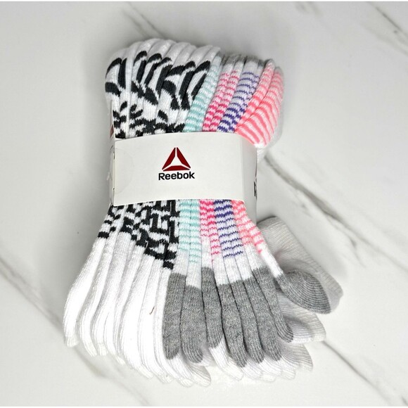 Reebok Ladies 8 Pk Low Cut White Performance Training Socks Shoe Size 4 -10 New! - Picture 2 of 5